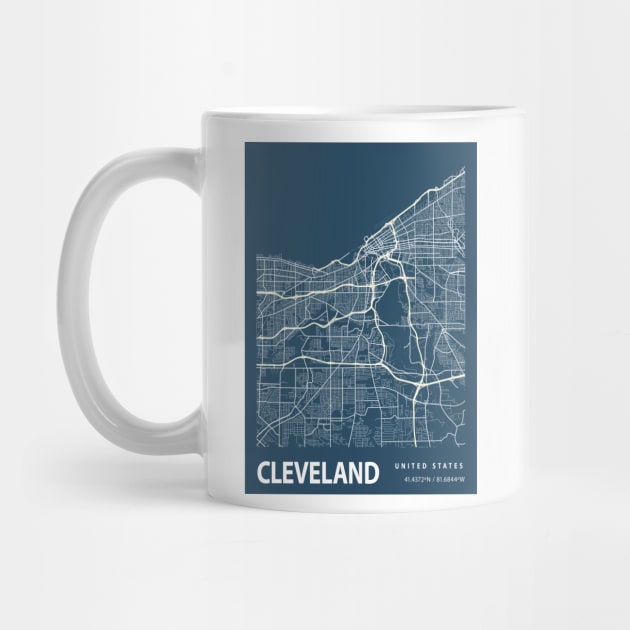 Cleveland Blueprint Street Map, Cleveland Colour Map Prints by tienstencil